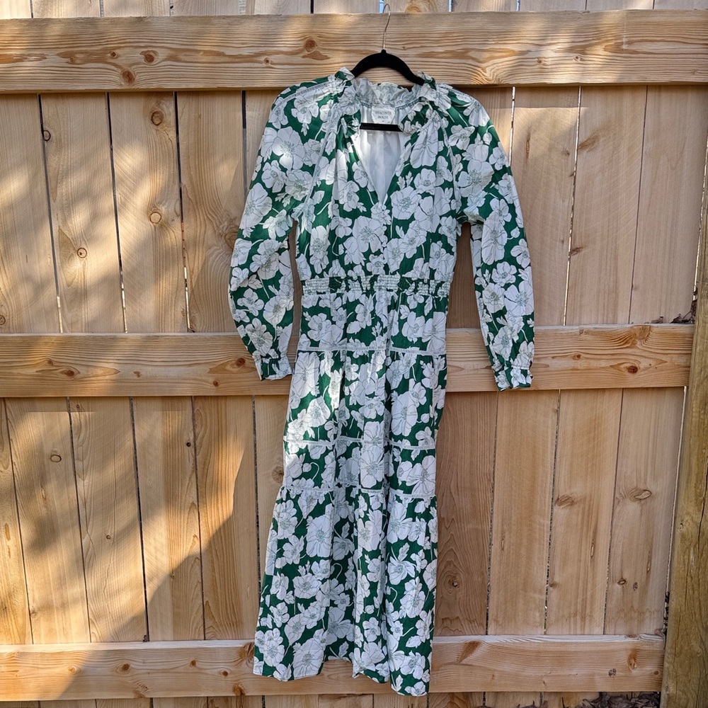 Hyacinth House Green and White Floral Long Sleeve Dress